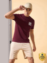 Cult Men Printed Round Neck Polycotton Maroon