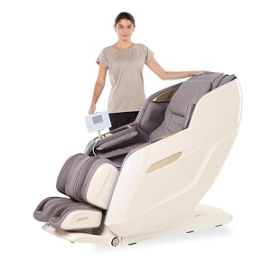 cult nirvana advanced 4d massage chair with leg massage system  extended sl track  22 auto modes  10 massage techniques  waist heating  zero gravity  ai voice control  beige amp white