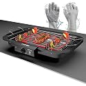 Electric Barbecue Grill Smokeless Portable Adjustable Temperature Control 2000 Watt Indoor and Outdoor Water Filled Drip Tray Removable (BBQ) (BBQ Silicon Gloves)