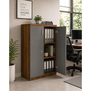 culture office file cabinet storage with 3 shelf made with greenlam mfc boards size 48inch height x 30inch width x 18inch depth colour- walnut with bronze