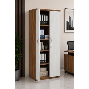 culture office file cabinet storage with 5 shelf made with greenlam mfc boards size 72inch height x 30inch width x 18inch depth colour- walnut with white teak