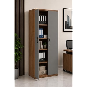 culture office file cabinet storage with 5 shelf made with greenlam mfc boards size 72inch height x 30inch width x 18inch depth colour- walnut with bronze