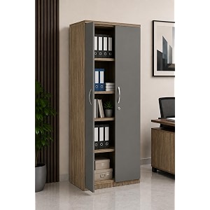 culture office file cabinet storage with 5 shelf made with greenlam mfc boards size 72inch height x 30inch width x 18inch depth colour- lorraine walnut with bronze