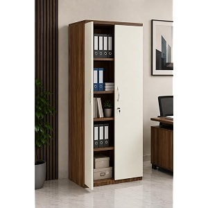 culture office file cabinet storage with 5 shelf made with greenlam mfc boards size 72inch height x 30inch width x 18inch depth colour- walnut with frosty white