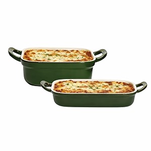 cumin co ceramic baking trays  set of 2 834x834 amp 934x1334  non toxic enamel coated bakeware  free accessories  induction micro amp oven safe  moringa green