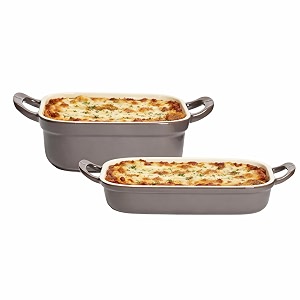 cumin co ceramic baking trays  set of 2 834x834 amp 934x1334  non toxic enamel coated bakeware  free accessories  induction micro amp oven safe  grey
