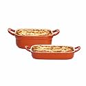 CUMIN CO. Ceramic Baking Trays | Set of 2, 8"x8" & 9"x13" | Non Toxic Enamel Coated Bakeware | Free Accessories | Induction, Micro & Oven Safe