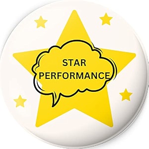 cup of joy star performance printed round button badges  students colleges classes office small business entrepreneur men amp women batches for bags backpack star003