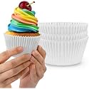 Cupcake Paper Cups & Cup Cake Paper Mould – 100 Pack White Standard 11cm Muffin Cups | 45 GSM Greaseproof Cupcake Liners for Baking | Oven-Safe Muffin Liners for Home Bakers & Parties