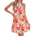 CUPSHE Lace Trim Summer Dress Halter Neck Backless Vacation Mini Dress