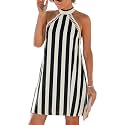 CUPSHE Lace Trim Summer Dress Halter Neck Backless Vacation Mini Dress