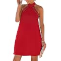 CUPSHE Lace Trim Summer Dress Halter Neck Backless Vacation Mini Dress
