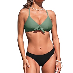 cupshe women39s two piece bikini set floral print knot bunny tie