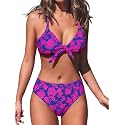 CUPSHE Women's Two Piece Bikini Set Floral Print Knot Bunny Tie