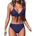 CUPSHE Women's Two Piece Bikini Set Floral Print Knot Bunny Tie