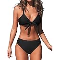CUPSHE Women's Two Piece Bikini Set Floral Print Knot Bunny Tie