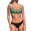 CUPSHE Women's Two Piece Bikini Set Floral Print Knot Bunny Tie