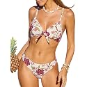 CUPSHE Women's Two Piece Bikini Set Floral Print Knot Bunny Tie