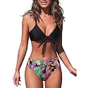 CUPSHE Women's Two Piece Bikini Set Floral Print Knot Bunny Tie
