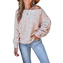 CUPSHE Womens Colorful Knitted Sweater Long Sleeve Boat Neck Casual Loose Pullover Jumper Tops