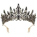 CURASA Black Tiaras For Women Gold Gothic Crown For Women Girls Vintage Bridal Quinceanera Tiara Princess Royal Queen Crown Vintage Baroque Crown For Halloween Costume Birthday Cosplay