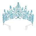 CURASA Blue Crystal Wedding Tiara for Women Blue Princess Crown for Bridal Birthday