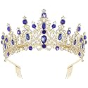 CURASA Blue Tiaras for Women Royal Blue Princess Crown Birthday Tiara Quinceanera Crown Queen Crowns Wedding Tiaras for Bride Tiaras and Crowns for Women Valentine Bridal Pageant