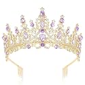 CURASA Gold Princess Crown Purple Tiaras and Crowns for Women Queen Crowns Birthday Crown Adult Women Headpiece Wedding Crowns for Bride