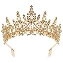 CURASA Gold Tiaras for Women Champagne Gold Princess Crown Birthday Tiara Queen Crowns Wedding Tiara for Bride Tiaras and Crowns for Women Halloween Bridal Pageant