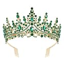 CURASA Green Tiaras for Women Gold Green Princess Crown Birthday Tiara Queen Crowns Wedding Tiaras for Bride Tiaras and Crowns for Women Valentine Bridal Pageant