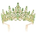 CURASA Green Tiaras for Women Gold and Green Princess Crown Birthday Tiara Quinceanera Crown Queen Crowns Wedding Tiaras for Bride Tiara and Crowns for Women Valentine Bridal Pageant