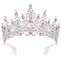 CURASA Pink Tiaras for Women Silver Princess Crown Birthday Tiara for Little Girls Quinceanera Crown Queen Crowns Wedding Tiaras for Bride Tiaras and Crowns for Women Valentine Bridal Pageant
