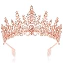 CURASA Princess Crown Rose Gold Tiara for Women Queen Crowns Birthday Crown Adult Women Fairy Tiara Quinceanera Crowns Headpiece Wedding Tiaras for Bride