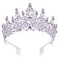 CURASA Purple Crystal Crowns Beautiful Tiaras for Women Princess Crown Birthday Crown for Women Tiara for Wedding Bride Headband