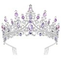 CURASA Purple Tiaras for Women Silver Princess Crown Birthday Tiara Quinceanera Crown Queen Crowns Wedding Tiaras for Bride Tiaras and Crowns for Women Valentine Bridal Pageant
