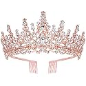 CURASA Rose Gold Crystal Tiaras and Crowns with Comb Princess Crown for Women Rhinestones Wedding Crown for Bride Birthday Crowns for Women Girls Royal Queen Crowns for Custome