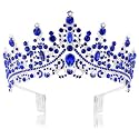 CURASA Royal Blue Crystal Queen Crowns Gorgeous Tiaras for Women Princess Crown Birthday Crown for Women Exquisite Hair Accessories Sapphire Tiara for Wedding Bride Headband Halloween Party
