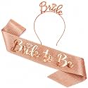 Curated Cart Rose Gold Bachelorette Party Set - Premium Satin Bride to Be Sash with Elegant Metallic Headband, Perfect Bridal Shower Accessory, Celebration Decoration for Women