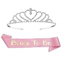 Curated Cart Bride Crown and Sash Combo - Satin Sash for Bridal Shower, Bachelorette Party and Wedding Celebration