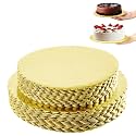 Curated Cart Combo Pack of 10, Cake Board 8 inch 5 pcs +10 inch 5 pcs Round Cake Round Cake Boards - Cardboard Disposable Cake Pizza Circle Scalloped Gold Tart Decorating Base Stand