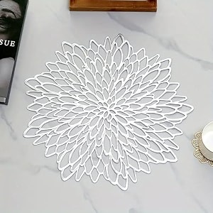 curated cart dinning table mat set of 2placemats table mat pvc materialwaterproof heat resistant round dining table for kitchen events amp home dcor- silver