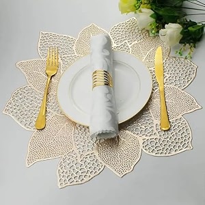 curated cart dinning table mat set of 2placemats table mat pvc materialwaterproof heat resistant round dining table for kitchen events amp home dcor- gold