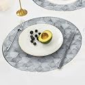 Curated Cart Dinning Table Mat Set of 2|Placemats Table Mat PVC Material|Waterproof, Heat Resistant |Round Dining Table for Kitchen, Events &amp; Home Décor- (Silver)