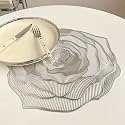 Curated Cart Dinning Table Mat 2 Pcs | Placemats Table Mat PVC Material | Waterproof, Heat Resistant | Rose Dining Table for Kitchen, Events &amp; Home Décor- (Silver)