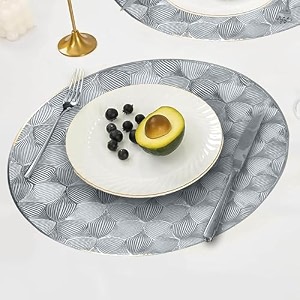 curated cart dinning table mat 4 pcs placemats table mat pvc material  waterproof heat resistant  round dining table for kitchen events amp home dcor- silver
