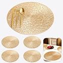 Curated Cart Round Dinning Table Mat 4 Pcs | Placemats Table Mat PVC Material | Waterproof, Heat Resistant | Dining Table, Kitchen, Events &amp; Home Décor- (Gold)