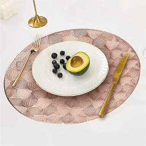 curated cart dinning table mat 4 pcs  placemats table mat pvc material  waterproof heat resistant round dining table for kitchen events amp home dcor- rose gold