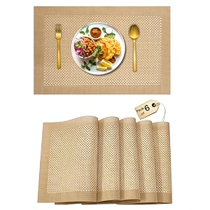 curated cart dinning table mat set of 6 pcs placemats table mat pvc materialwaterproof heat resistant dining table kitchen events amp home dcor-gold