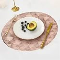 Curated Cart Dinning Table Mat 4 Pcs | Placemats Table Mat PVC Material | Waterproof, Heat Resistant |Round Dining Table for Kitchen, Events &amp; Home Décor- (Rose Gold)