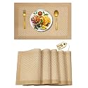 Curated Cart Dinning Table Mat Set of 6 Pcs |Placemats Table Mat PVC Material|Waterproof, Heat Resistant |Dining Table, Kitchen, Events &amp; Home Décor-(Gold)